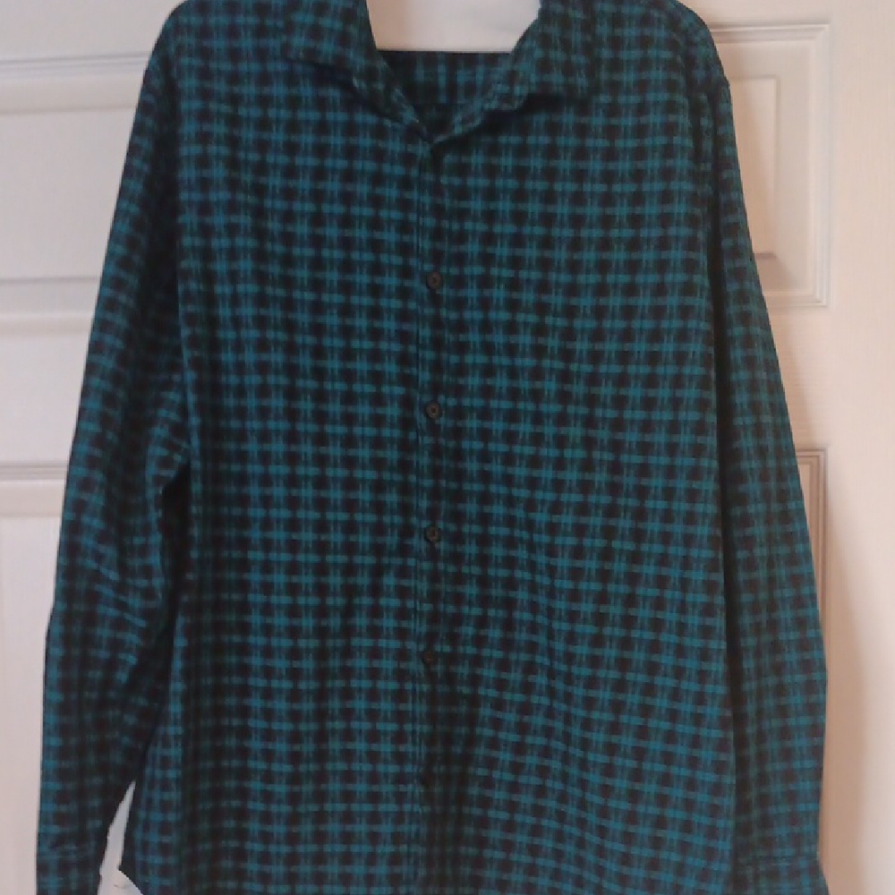 Alfani Blue and Black Plaid Button-Up Shirt
